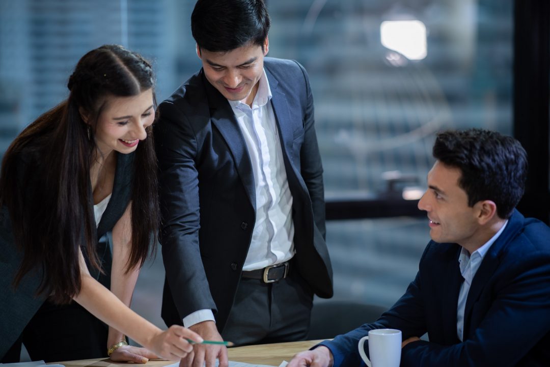 business team showing unity business success team concept